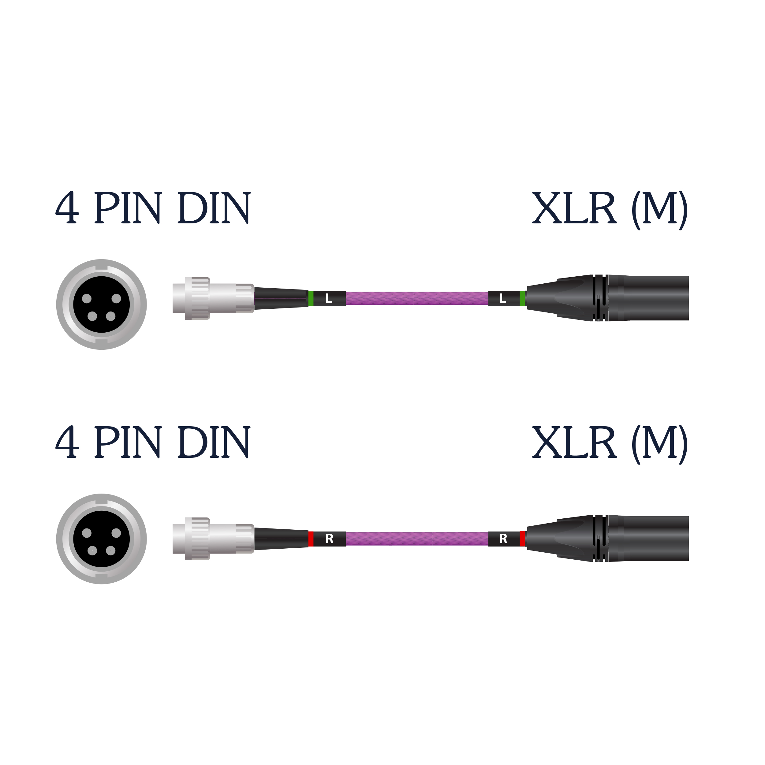 <p align="center">Frey 2 Specialty 4 Pin DIN To XLR (M) Cable Set</p>